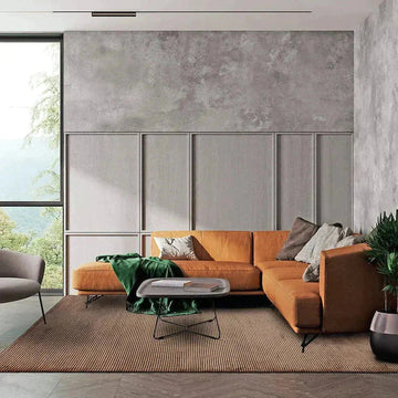 Kuza Plain Stripe Modern Abstract Distressed Shimmer Hi-Lo Textured Soft Velvety Touch High-Density Durable Easy-Care Short Pile Terracotta/Black Rug-Asiatic Carpets-Rug Love - The Most Loved Rug Store